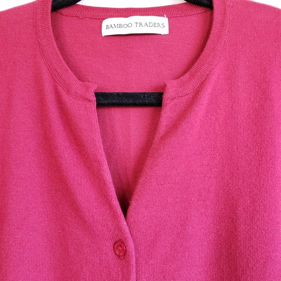 Bamboo Traders Burgundy Womens Cardigan fitted waist  3/4" Sleeve Size Small - Picture 7 of 11